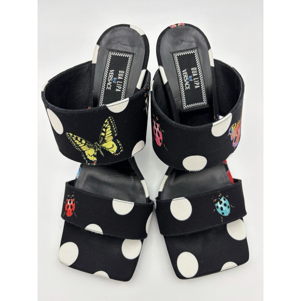 Versace x Dua Lipa Collab Slides Heeled Sandals Size 38.5 / 8.5 Medusa Insignia - Picture 4 of 16